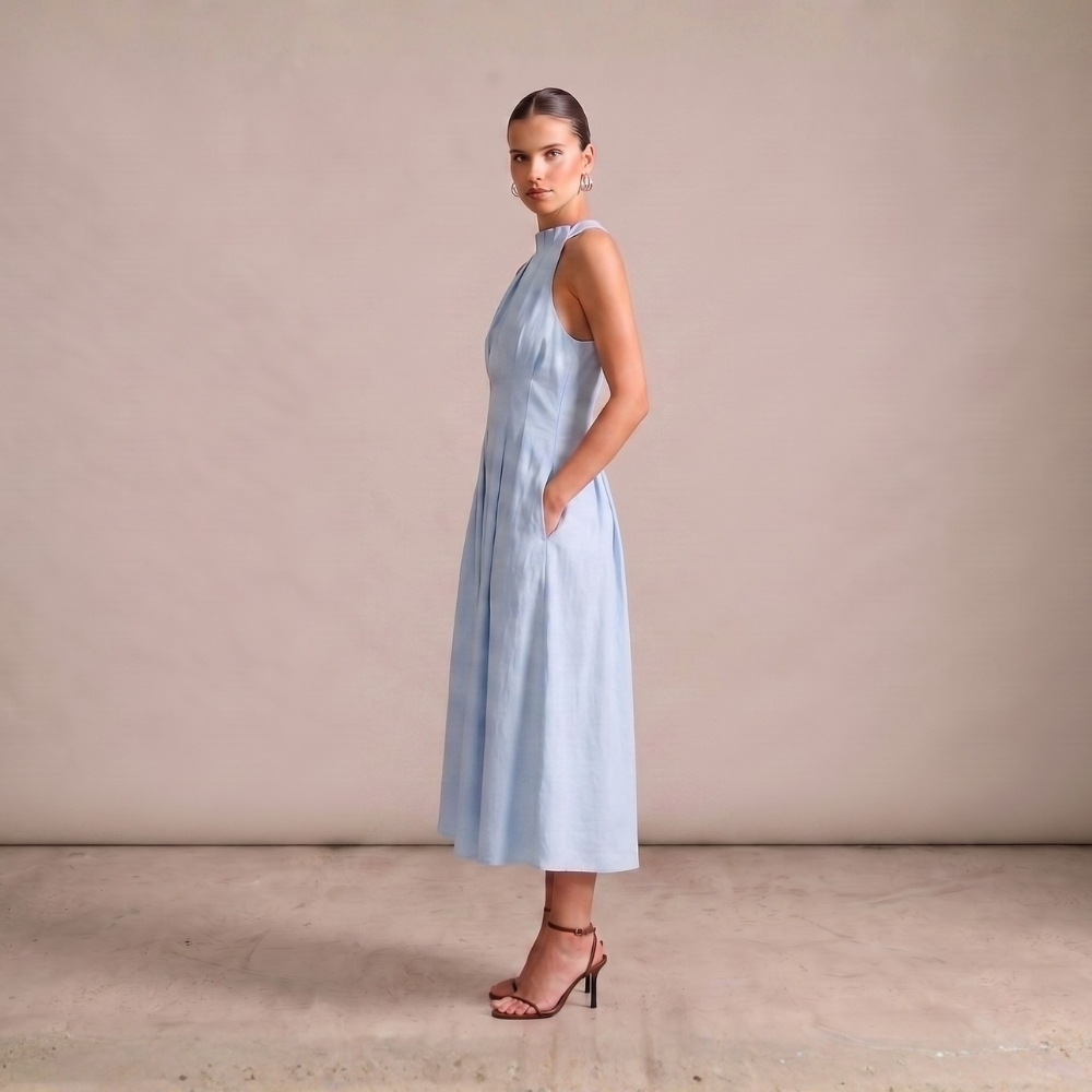 Lumia Pintuck Blue Dress — alternate view